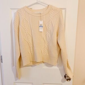 DKNY Cream Cable Knit Sweater size XL